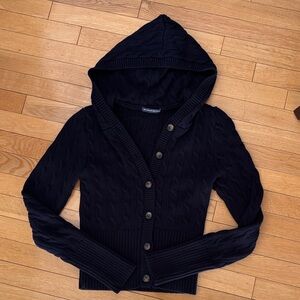 Brandy Melville Navy Hooded Cardigan